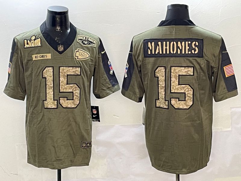Men Kansas City Chiefs #15 Mahomes Green 2025 Nike Salute to Service Limited NFL Jersey style 13